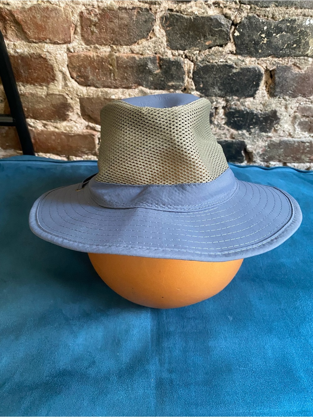 Panama Jack Two-Tone Mesh Sun Hat - Light Blue and Khaki